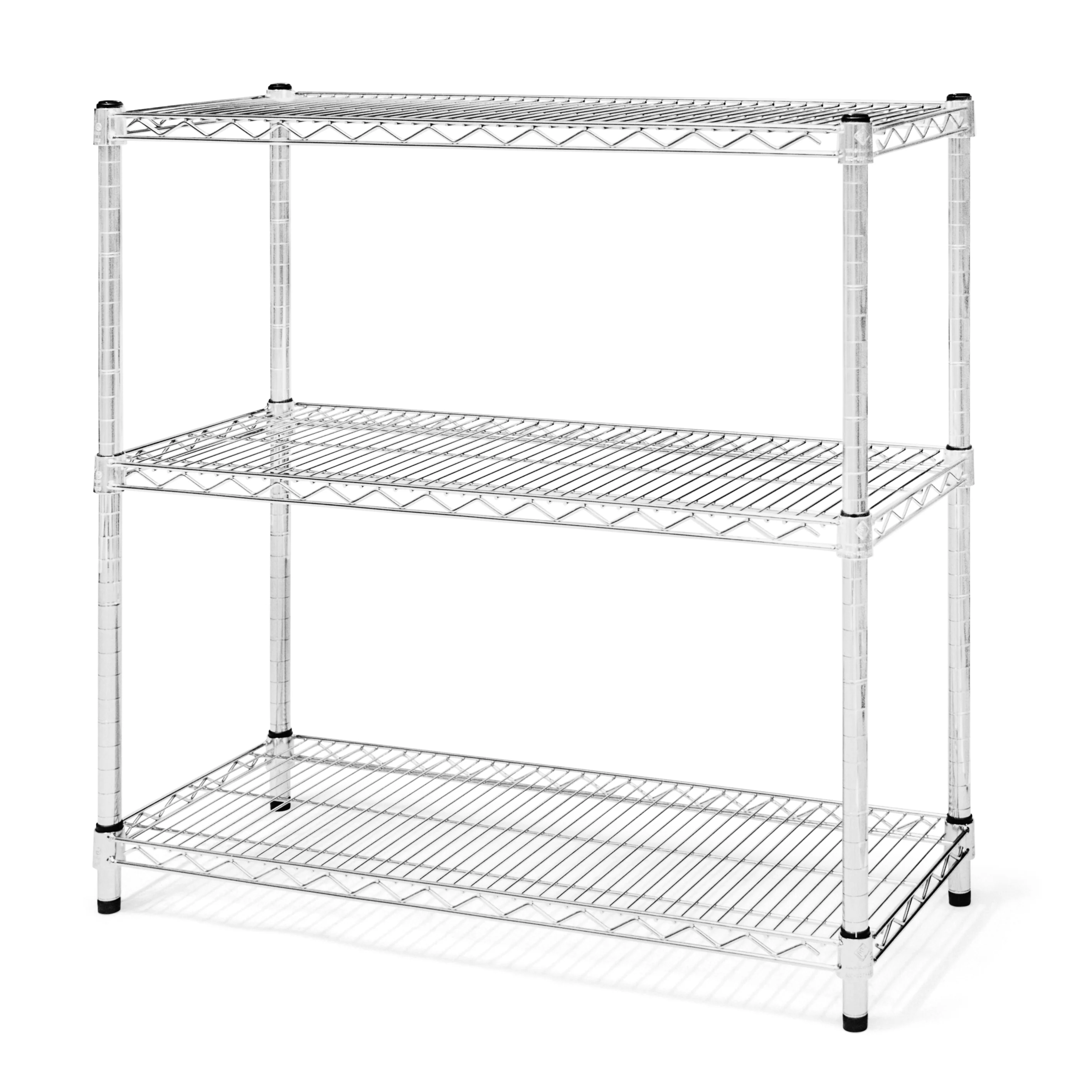 10"d X 34"h Chrome Wire Shelving W/ 3 Shelves - Shelving Inc.